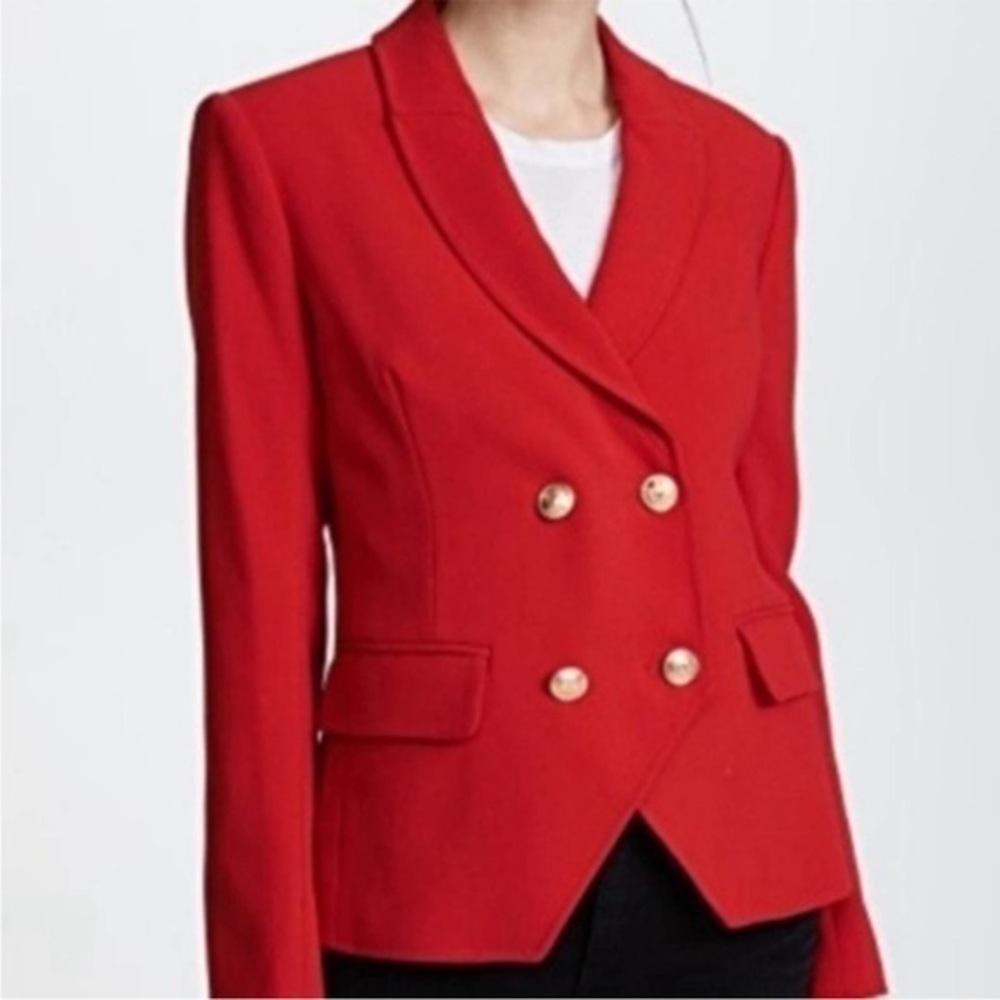 LAVEER Revolve Red Kadette Double Breasted Blazer Suit Jacket
